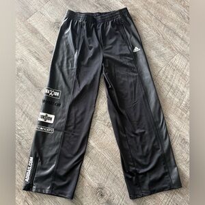 Adidas Black Faux Leather F1 Racing jogger pants NWOT